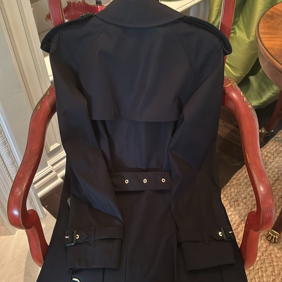 BURBERRY BRIDSTOW BLACK GABARDINE COTTON TRENCH COAT LEOPARD PRINTED LINING US 4 - Picture 10 of 15